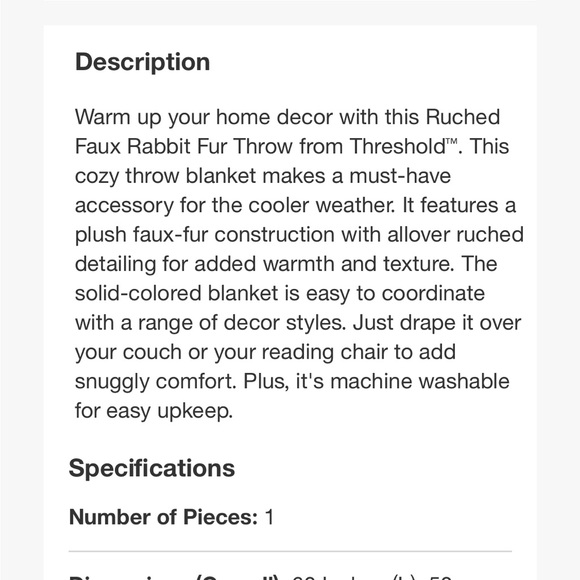 Faux Rabbit Fur Throw Blanket by Threshold - Picture 5 of 5